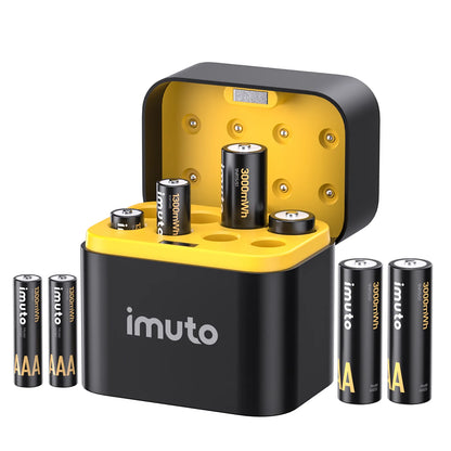 Imuto | 3000 mWh AAA Lithium Battery Set | 8-Pack Charger Slot